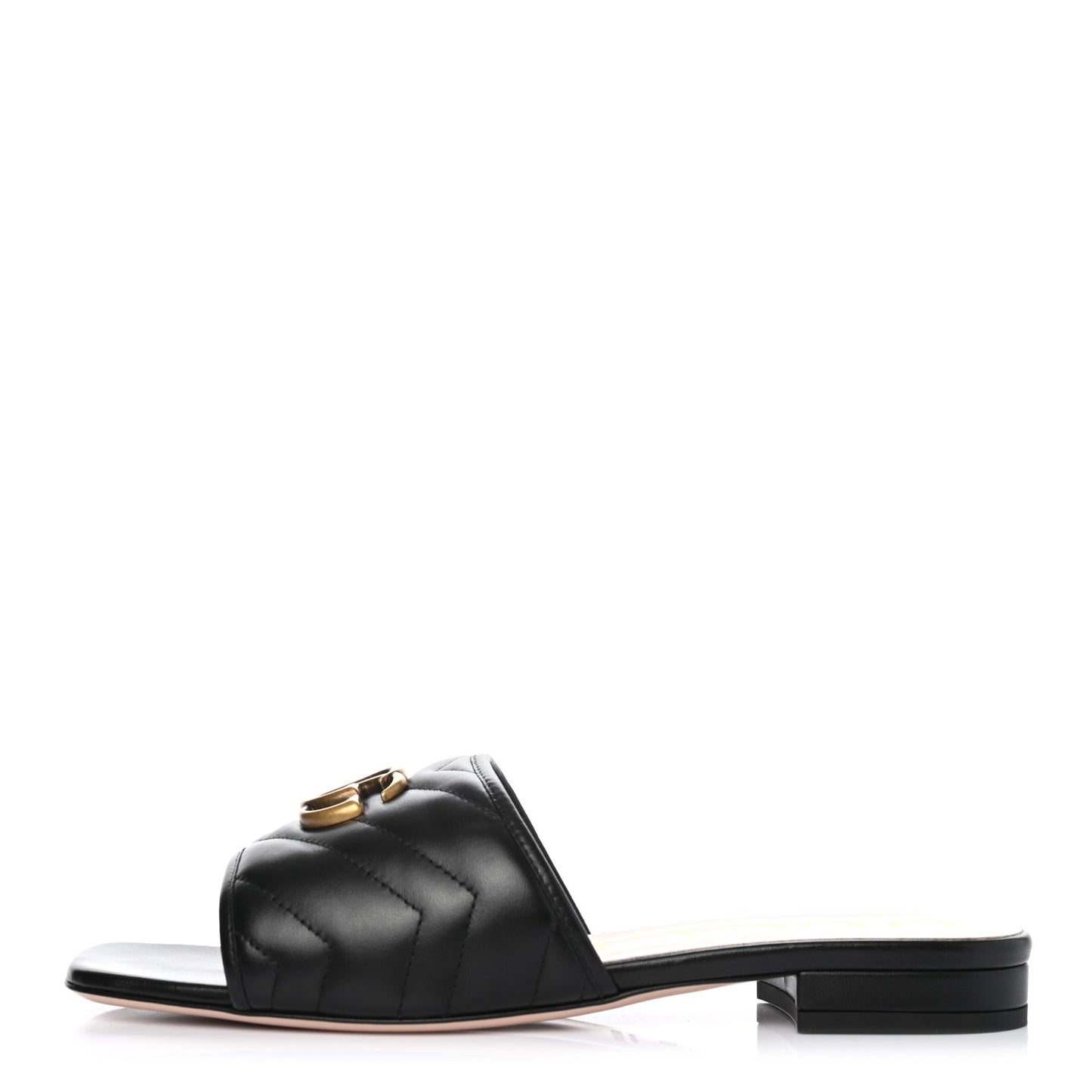 Nappa Matelasse GG Marmont Flat Slide Sandals 39 Black