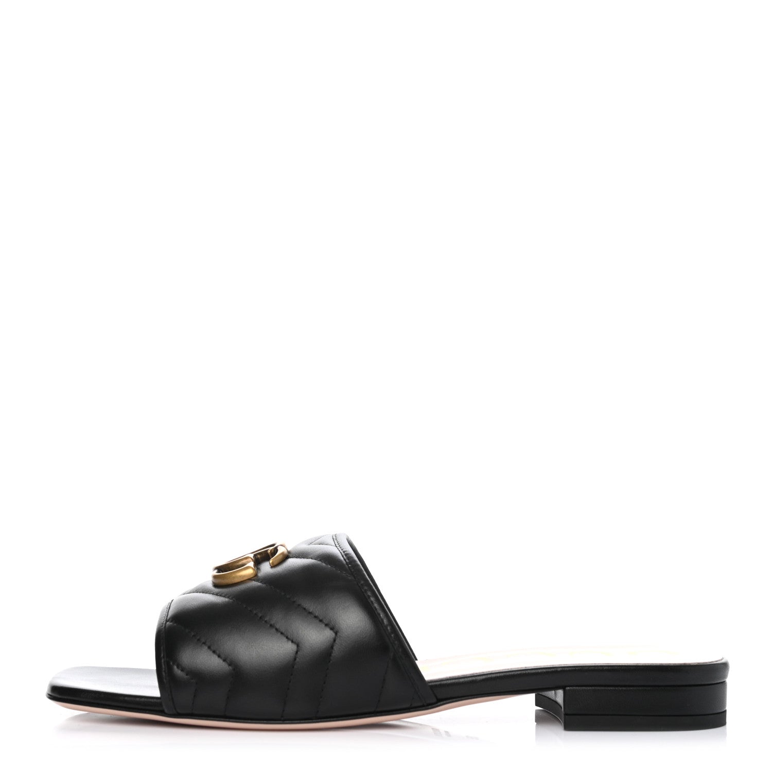 Gucci Nappa Matelasse GG Marmont Flat Slide Sandals 39 Black 1 of 4