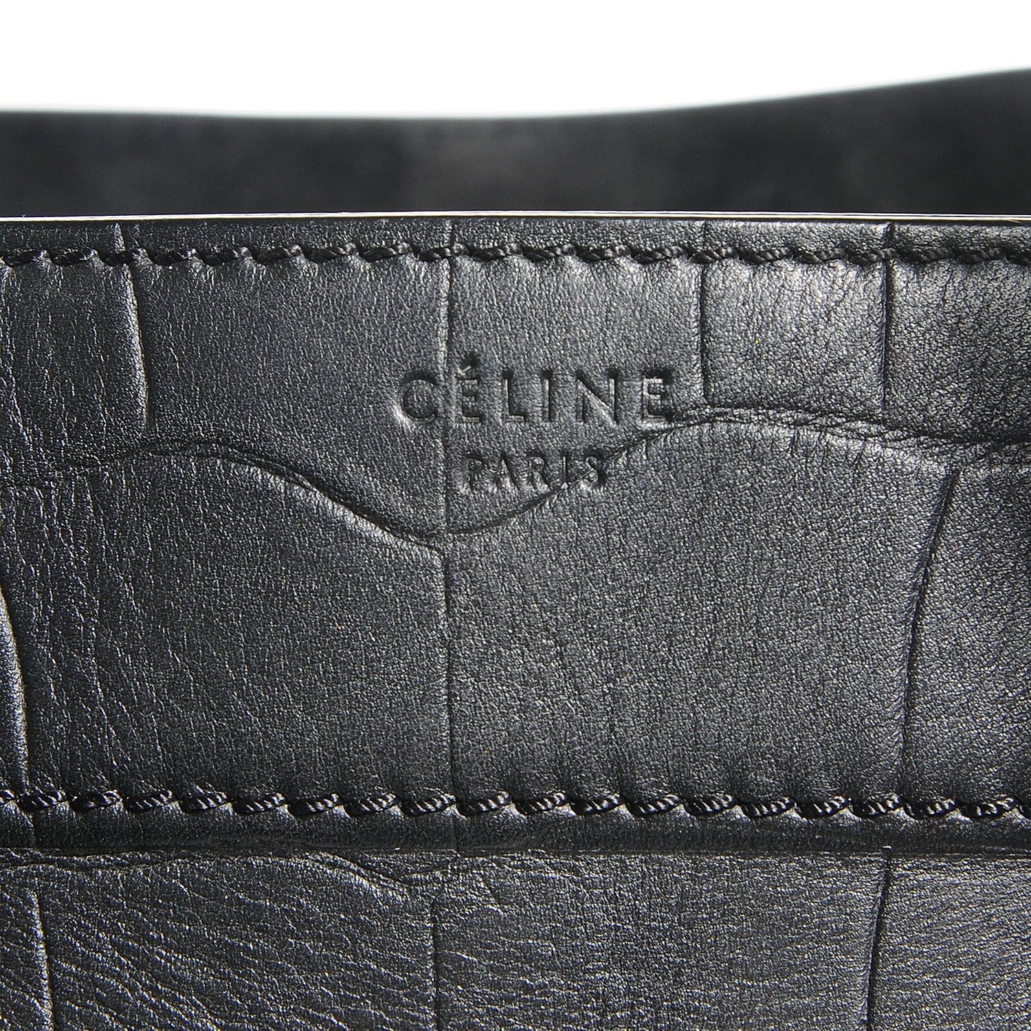 Celine Crocodile Embossed Calfskin Medium Phantom Luggage Black 6 of 9