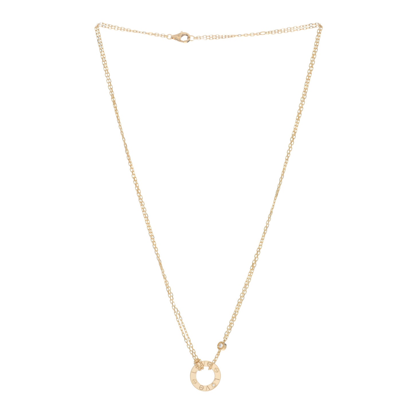 18K Yellow Gold 2 Diamond LOVE Necklace
