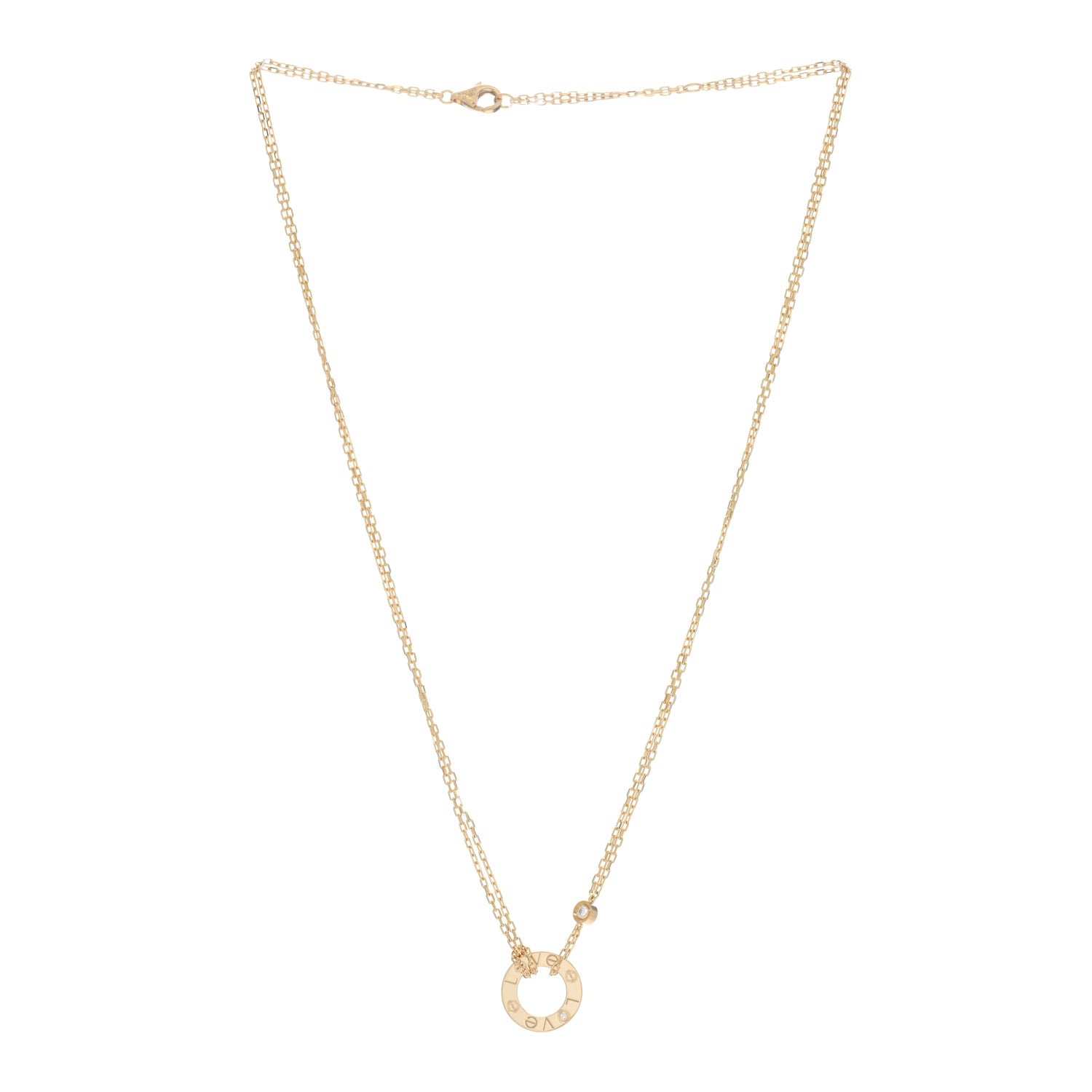 Cartier 18K Yellow Gold 2 Diamond LOVE Necklace 2 of 4