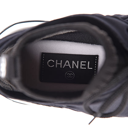 Chanel Stretch Fabric Womens CC Sneakers 37.5 Black 5 of 8