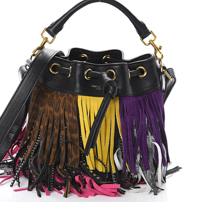 Saint Laurent Calfskin Small Emmanuelle Fringe Bucket Bag Multicolor 6 of 8