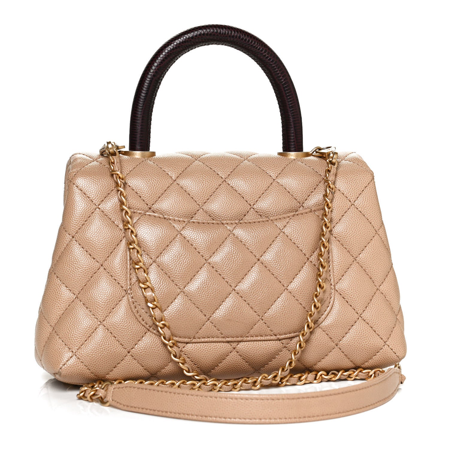 Chanel Caviar Lizard Embossed Quilted Mini Coco Handle Flap Beige 3 of 11