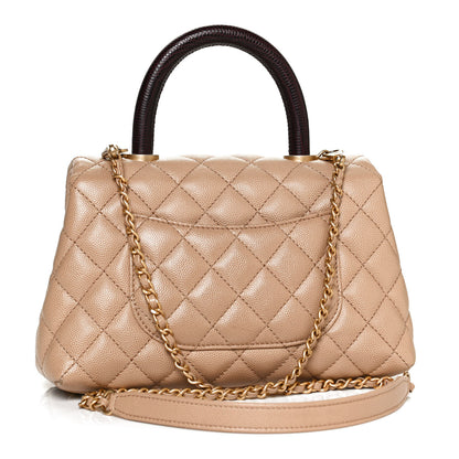 Chanel Caviar Lizard Embossed Quilted Mini Coco Handle Flap Beige 3 of 11