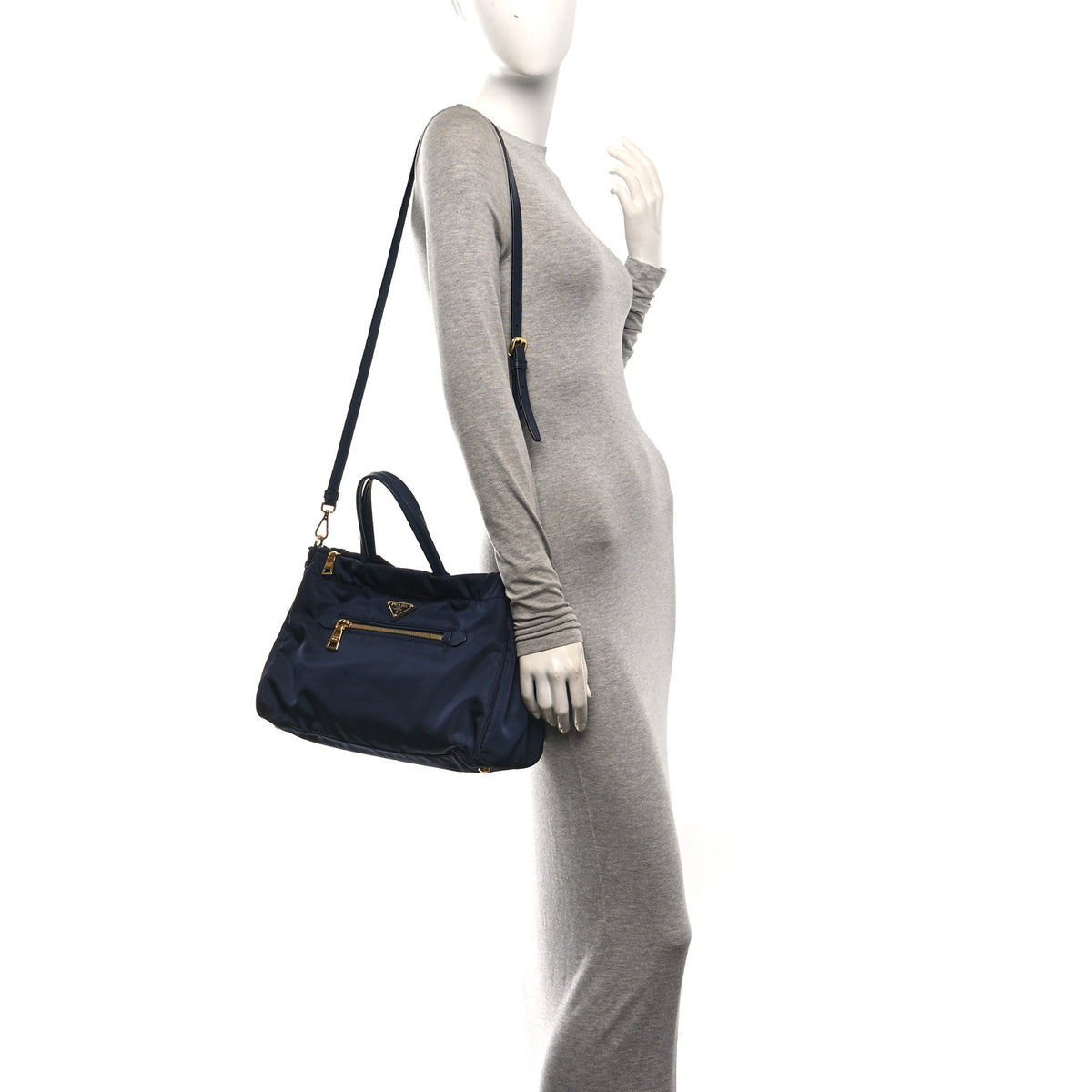 Prada Tessuto Nylon Saffiano Vela Tote Bleu 2 of 10