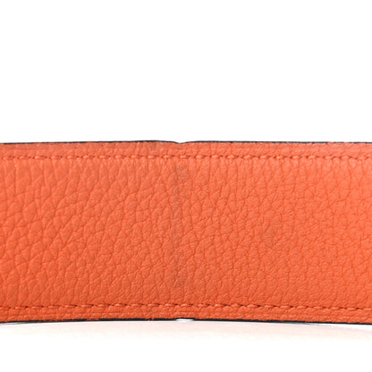 Hermes Box Togo 32mm Guilloche H Belt 90 Black Orange 6 of 8