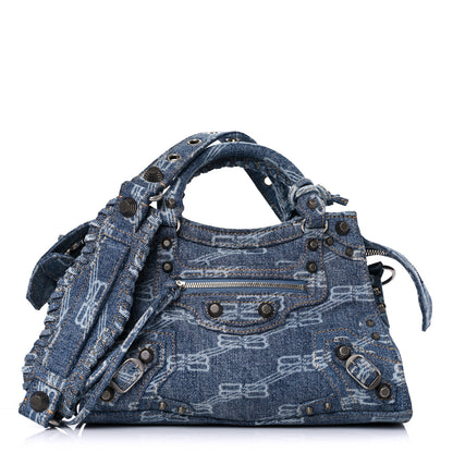Balenciaga Denim BB Monogram Neo Cagole Handbag XS Blue 3 of 9
