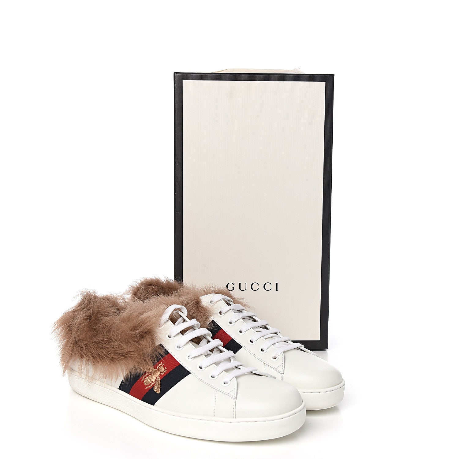 Gucci Calfskin Wool Web Bee Embroidered Mens Ace Sneakers 9.5 White 8 of 8