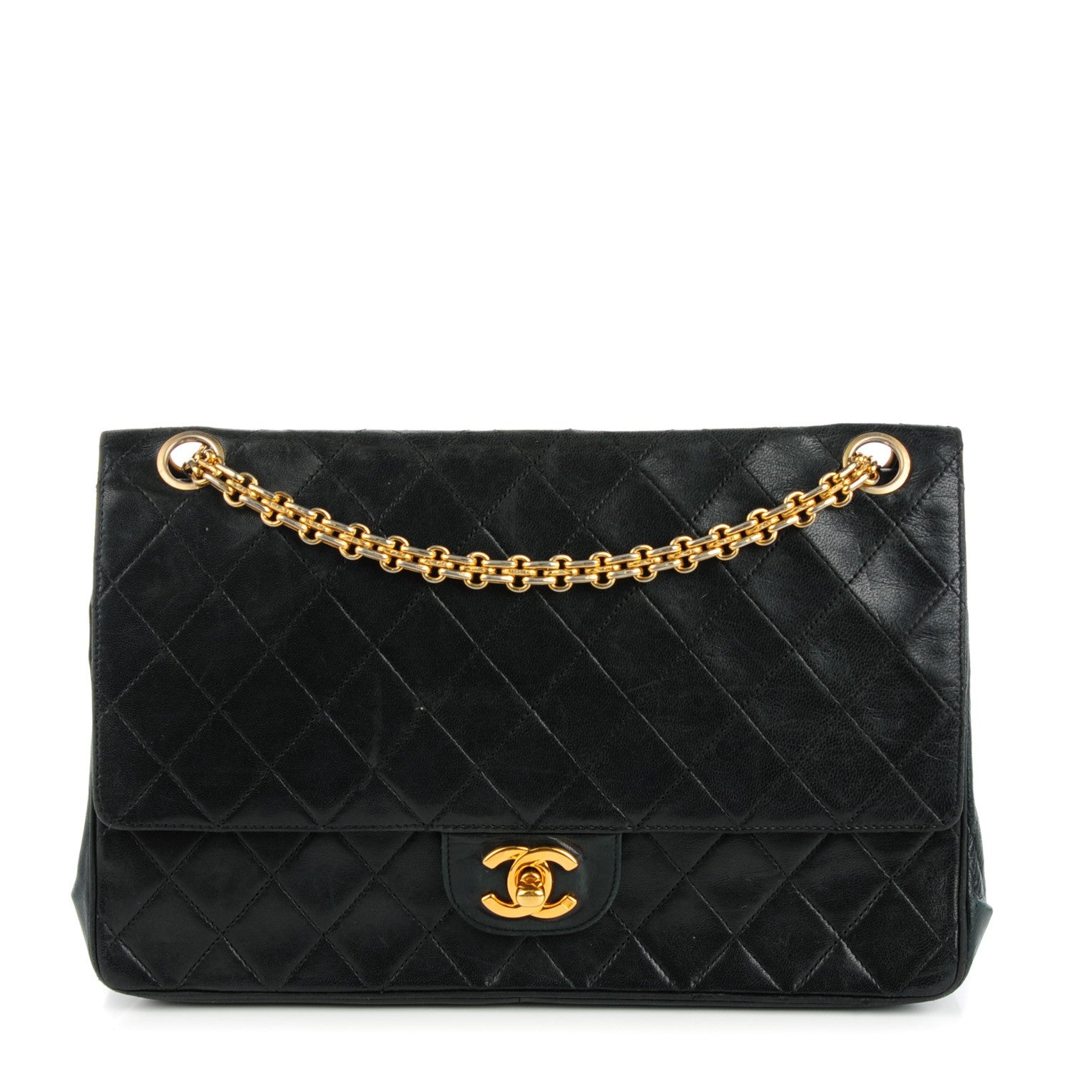 Chanel Lambskin Quilted Medium Double Flap Bijoux Chain Black 1 of 9