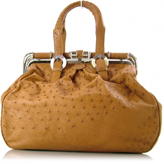 FASHIONPHILE OSCARDELARENTAOstrichLarrabeFrameCognac 1 of 8