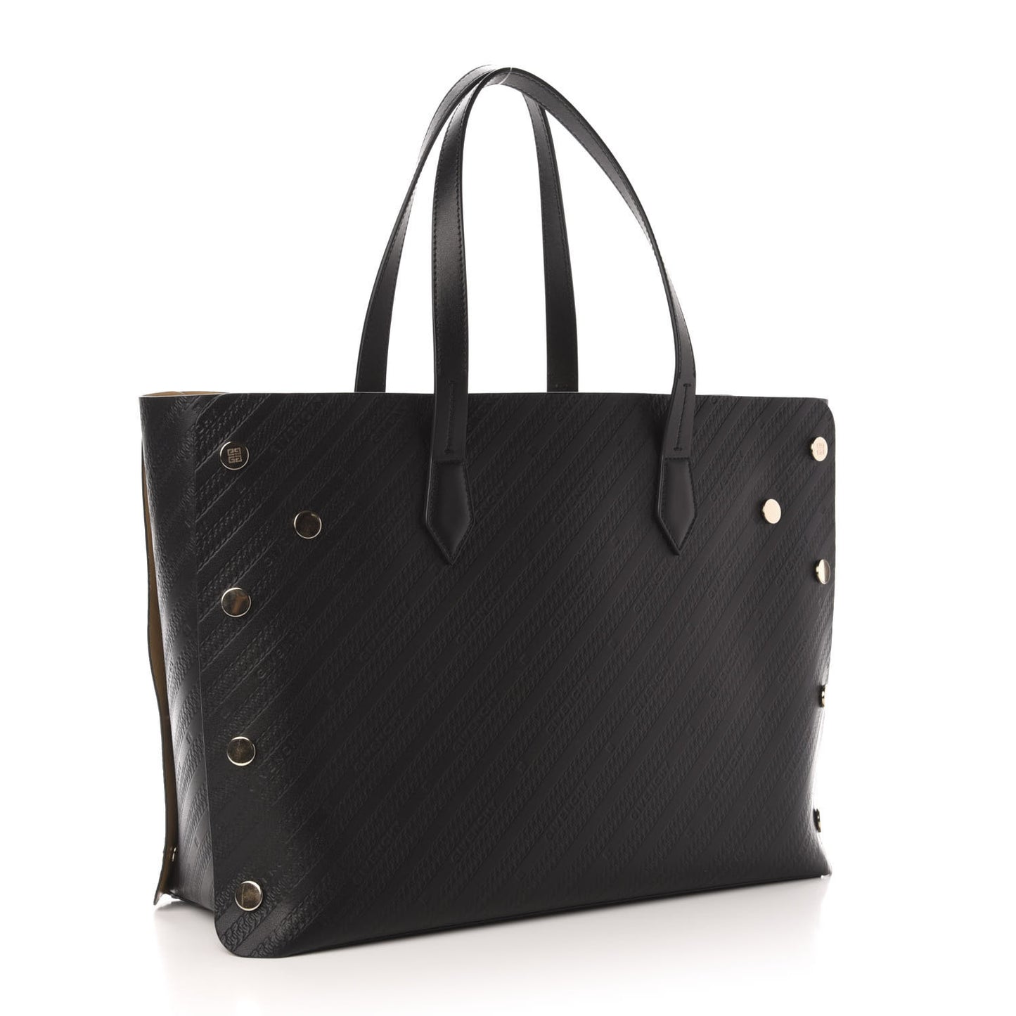 Calfskin Chain Embossed Medium Bond Shopper Tote Black