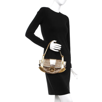 Fendi Metallic Calfskin Zucchino Compilation Hobo Gold 2 of 8
