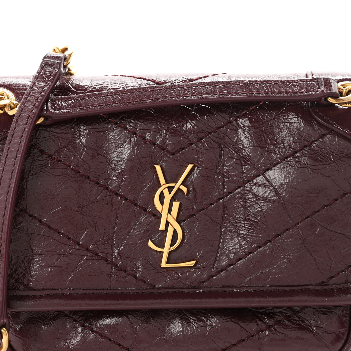 Saint Laurent Grained Lambskin Monogram Mini Niki Chain Satchel Arabica 8 of 11