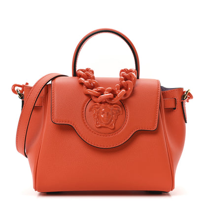 Versace Grained Calfskin Small La Medusa Top Handle Bag Orange 1 of 9