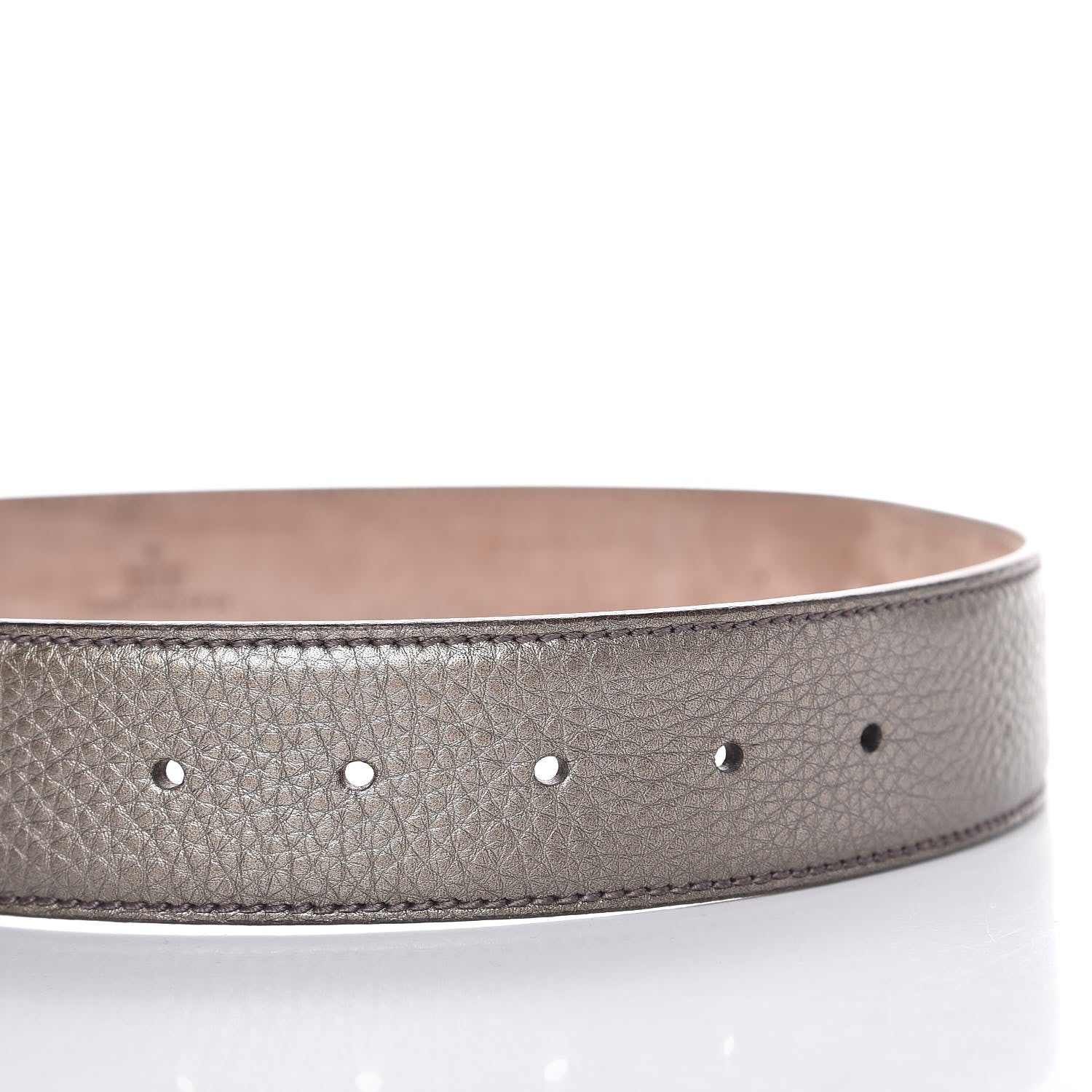 Gucci Metallic Calfskin Interlocking G 40mm Belt 85 34 Pewter 8 of 8