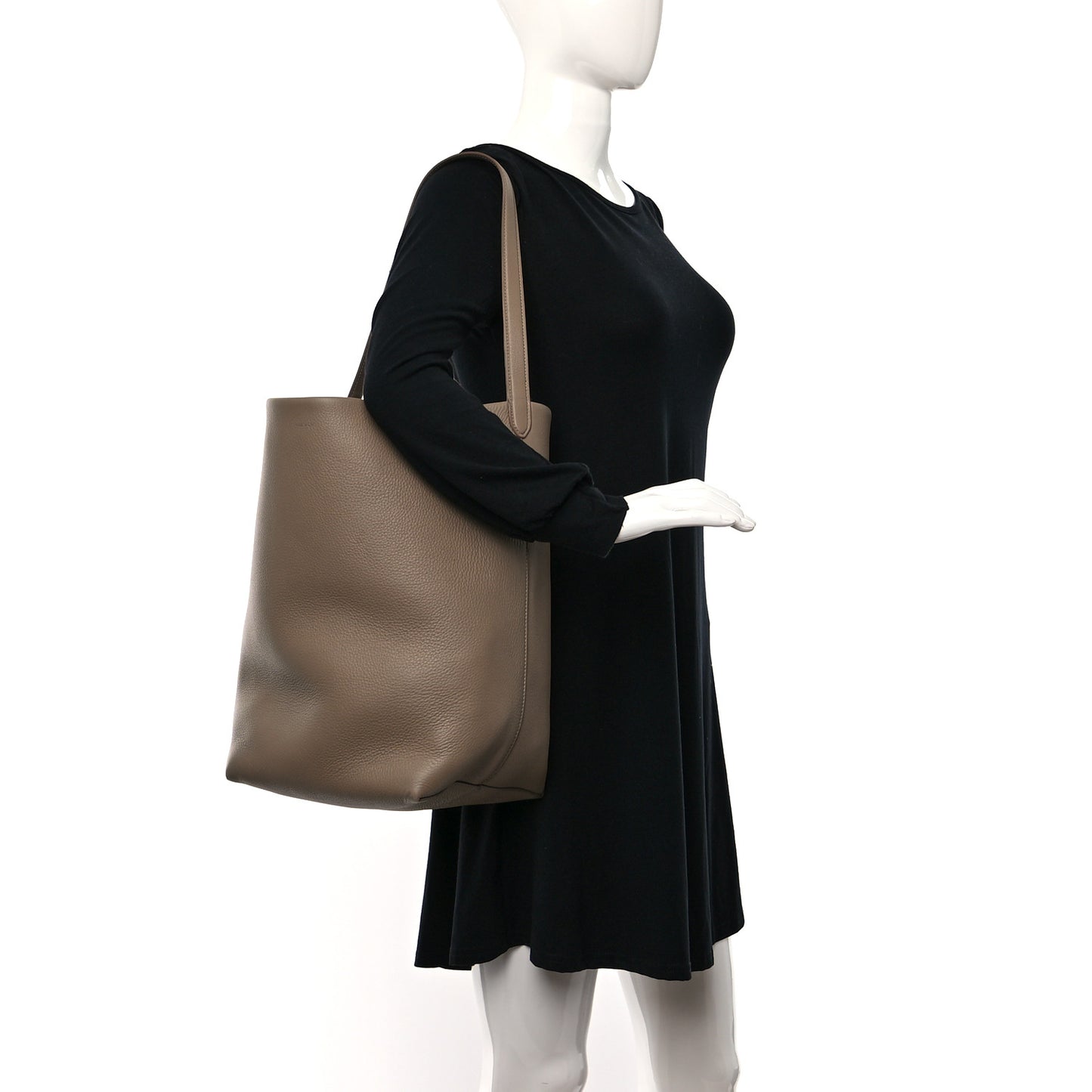 Grained Calfskin Large N/S Park Tote Dark Taupe
