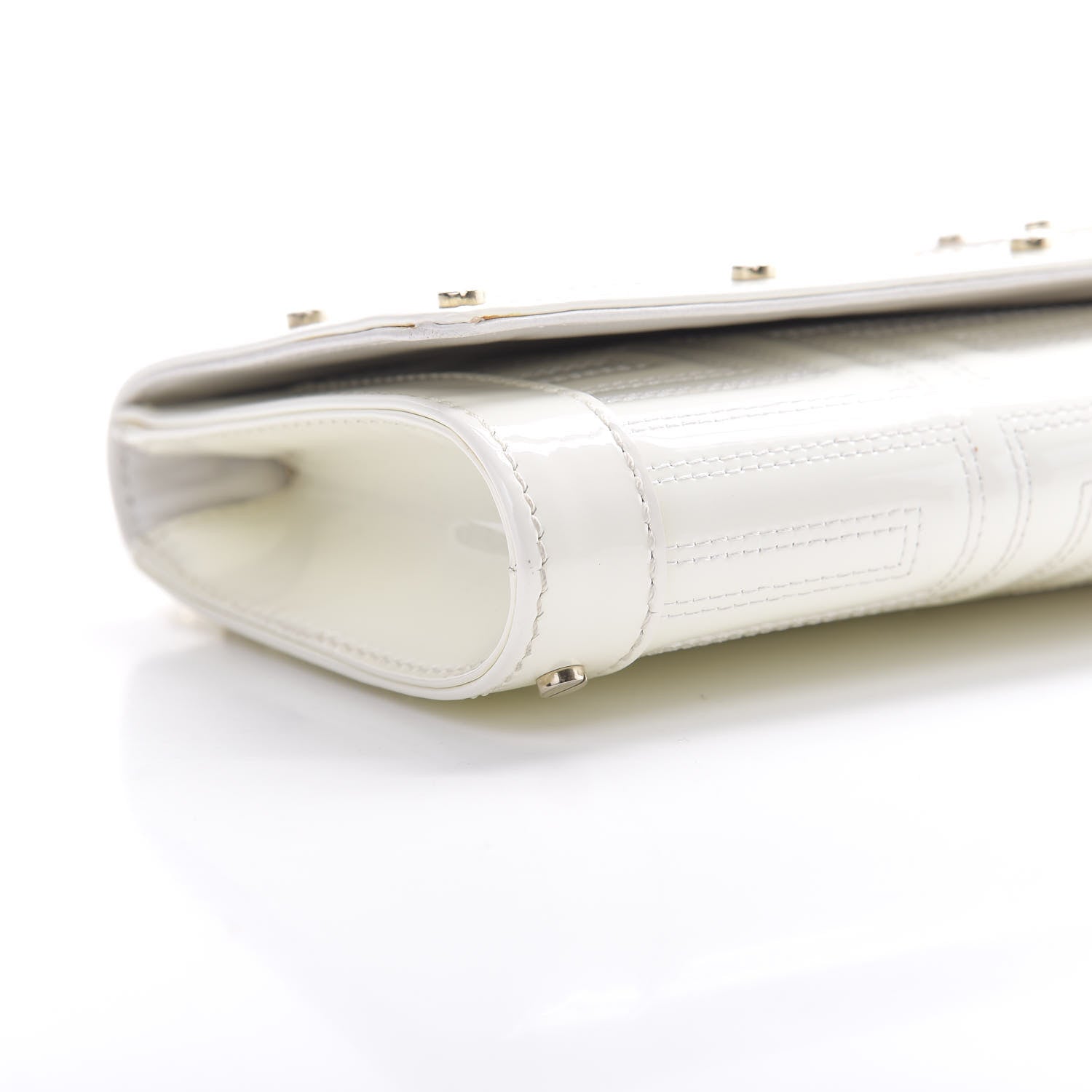 Versace Patent Couture Chain Clutch White 8 of 9