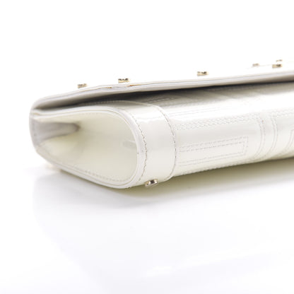 Versace Patent Couture Chain Clutch White 8 of 9