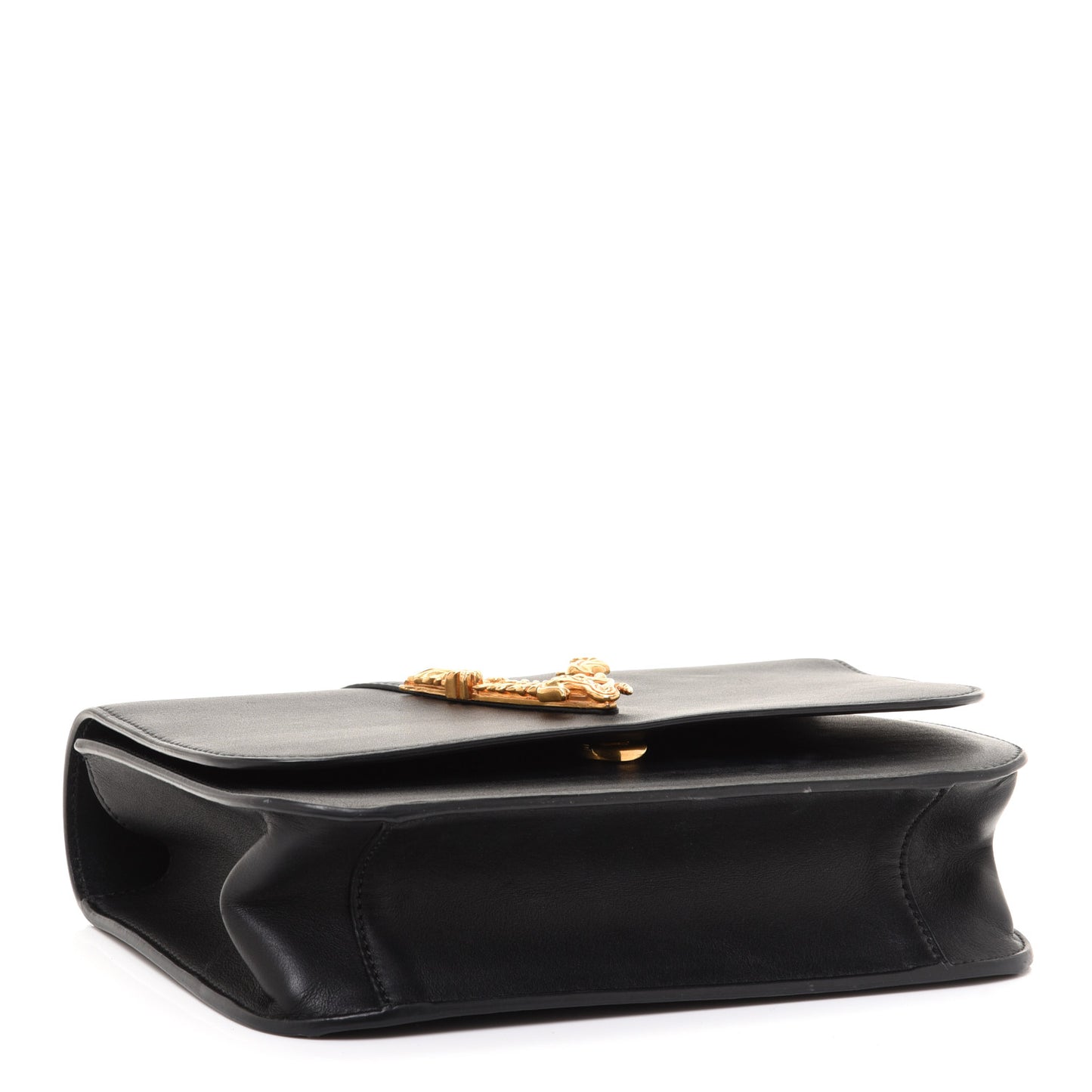 Vitello Barocco Virtus Top Handle Shoulder Bag Black