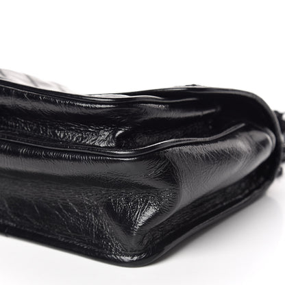 Saint Laurent Crinkled Calfskin Matelasse Monogram Baby Niki Chain Satchel Black 6 of 11