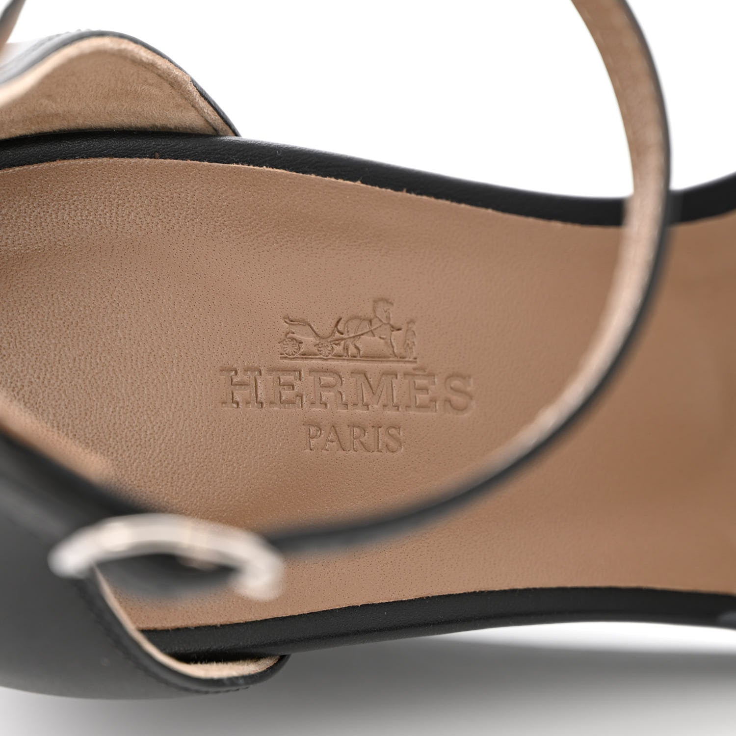 Hermes Calfskin Legend Wedge Sandals 38 Black 7 of 11