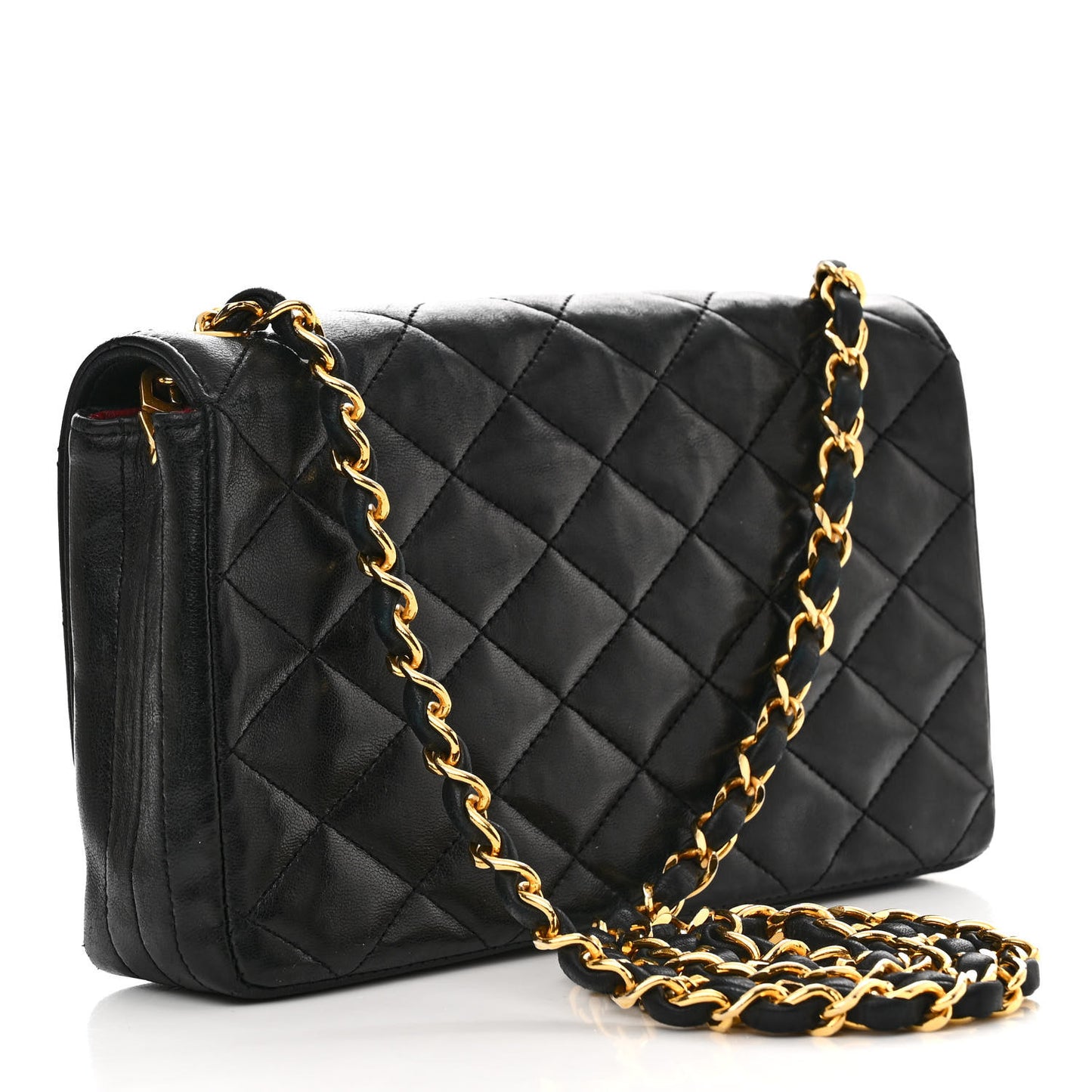 Lambskin Quilted Single Flap Black
