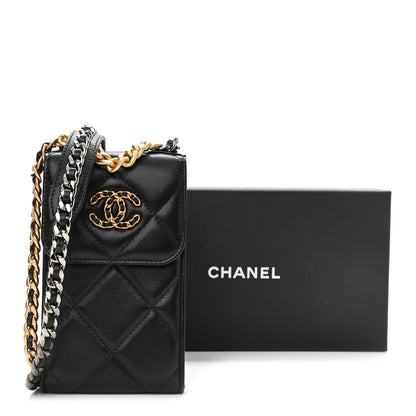 Chanel Lambskin Quilted Chanel 19 Phone Holder With Chain Black 11 of 11