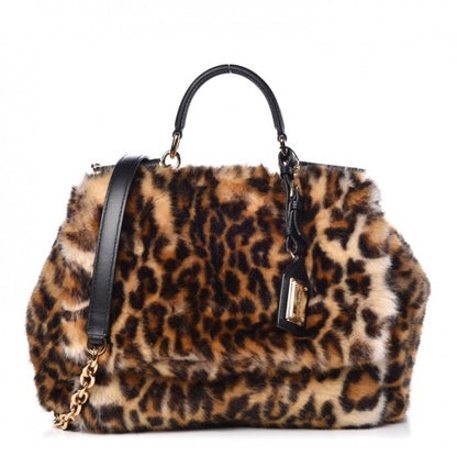 Dolce & Gabbana Faux Fur Leopard Print Medium Miss Sicily Satchel 1 of 6