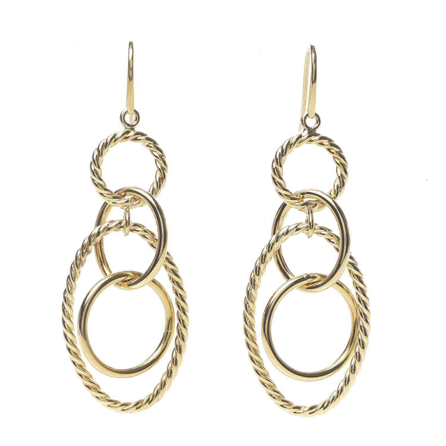 David Yurman 18K Yellow Gold Mobile Oval Drop Earrings 1 of 4
