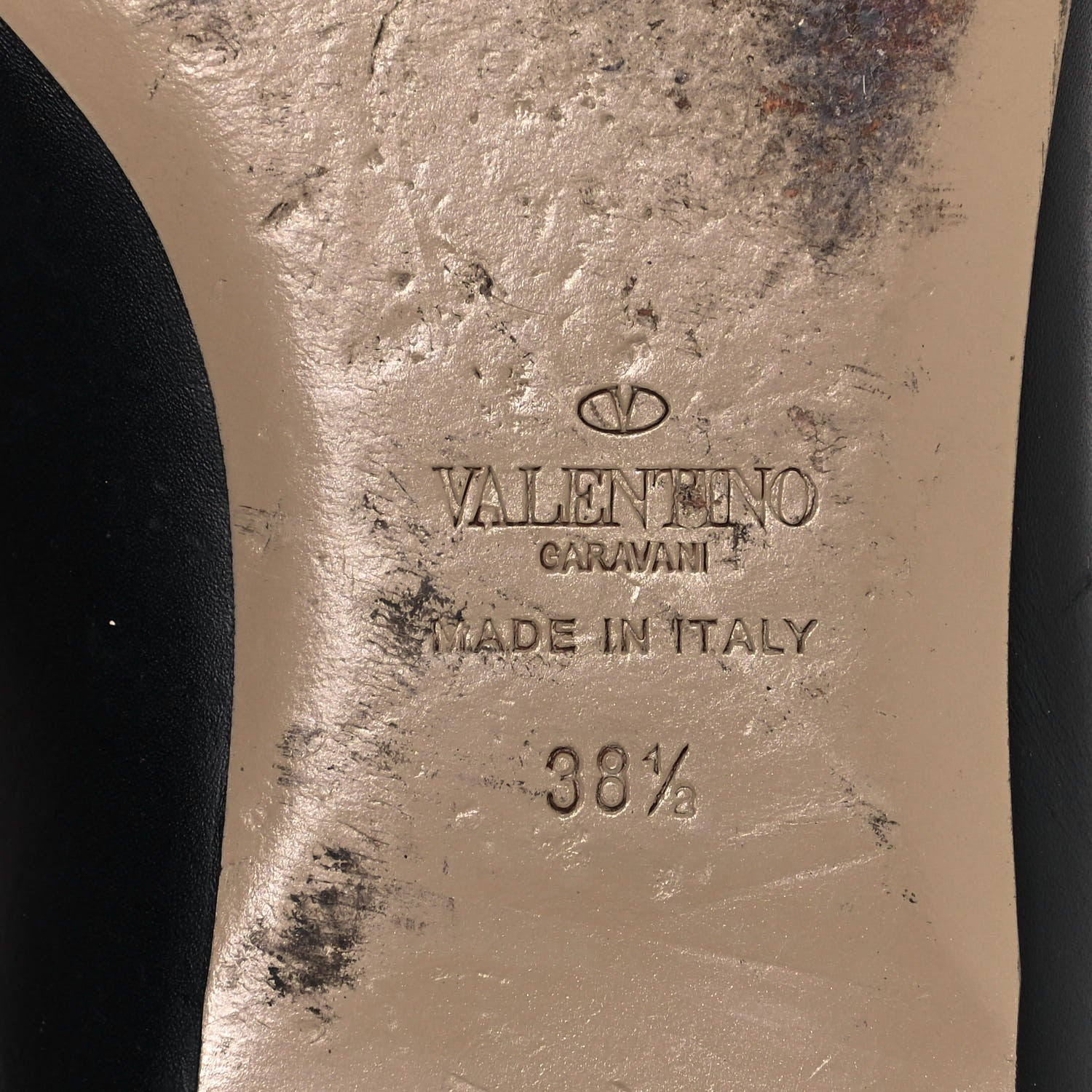 Valentino Garavani Calfskin Nappa Rockstud Cage Ballerina Flats 38.5 Black Poudre 6 of 7