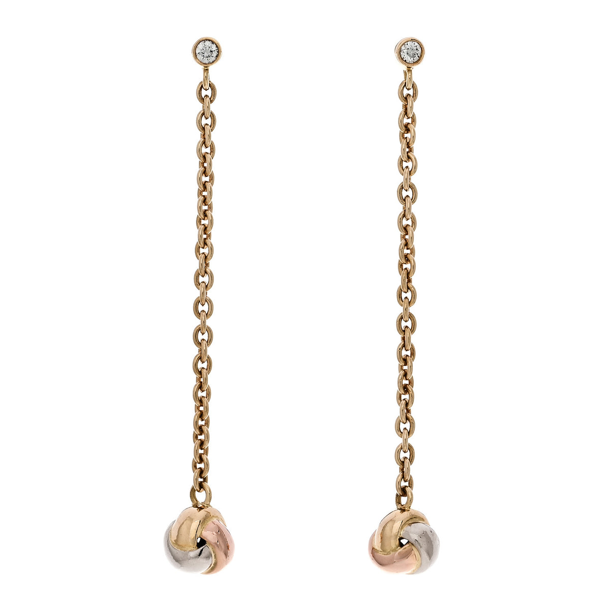 18K Pink Yellow White Gold Baby Trinity Drop Earrings