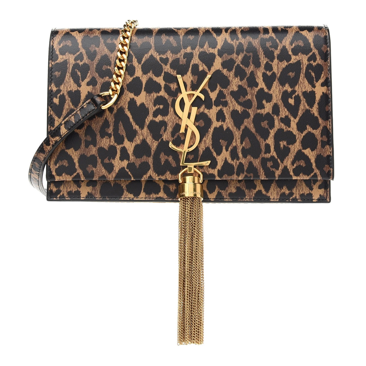 Saint Laurent Calfskin Heart Leopard Print Classic Monogram Kate Tassel Satchel Toffee 1 of 8