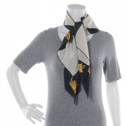 Chanel Silk Iconic Charms Scarf Black White Gold 3 of 7