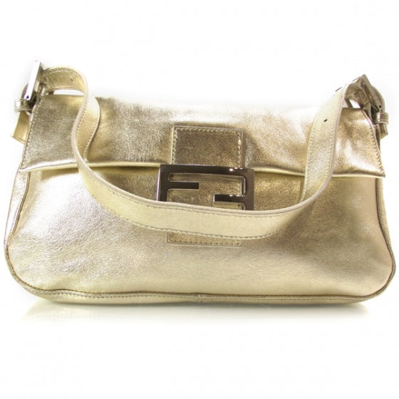Metallic Calfskin Baguette Gold