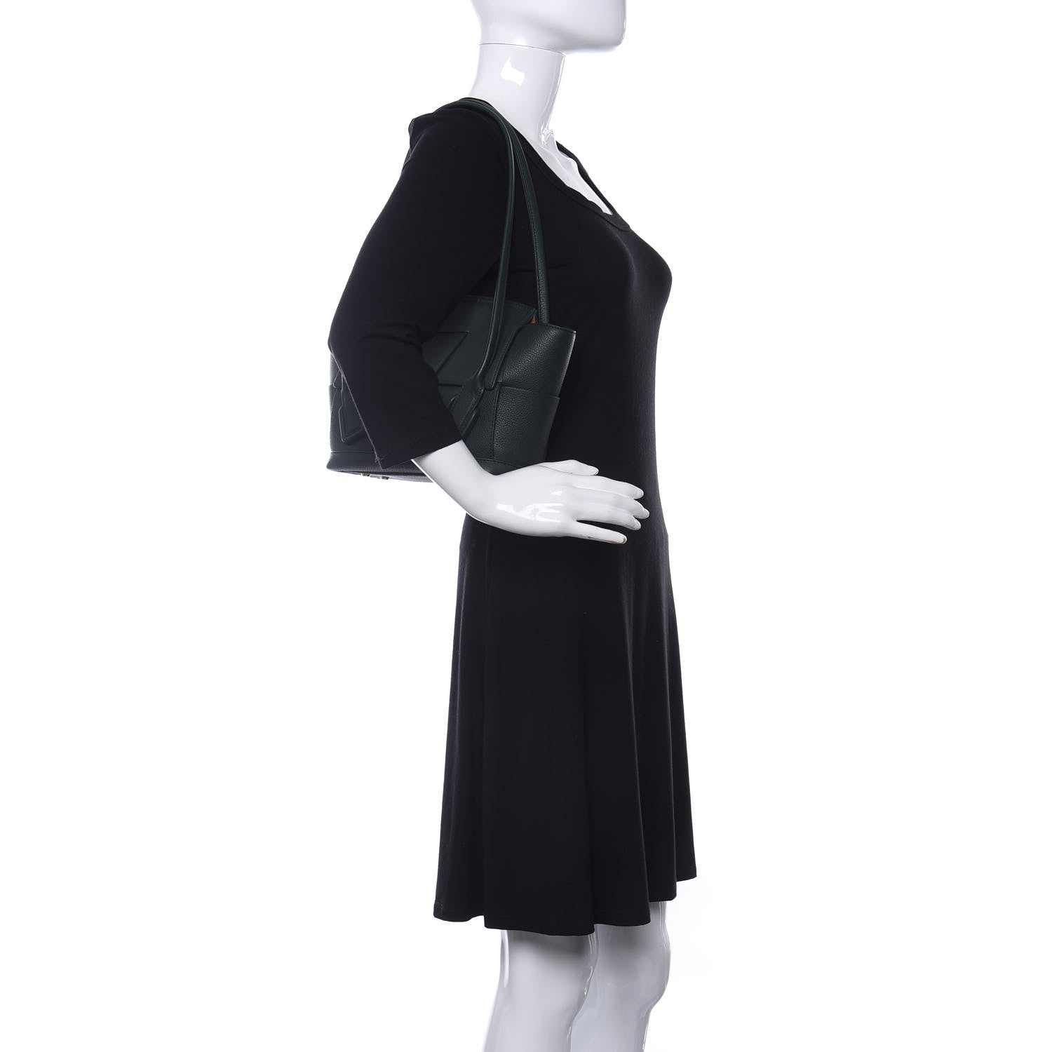 Bottega Veneta Grained Calfskin Maxi Intrecciato Small Arco Pine Green 2 of 8