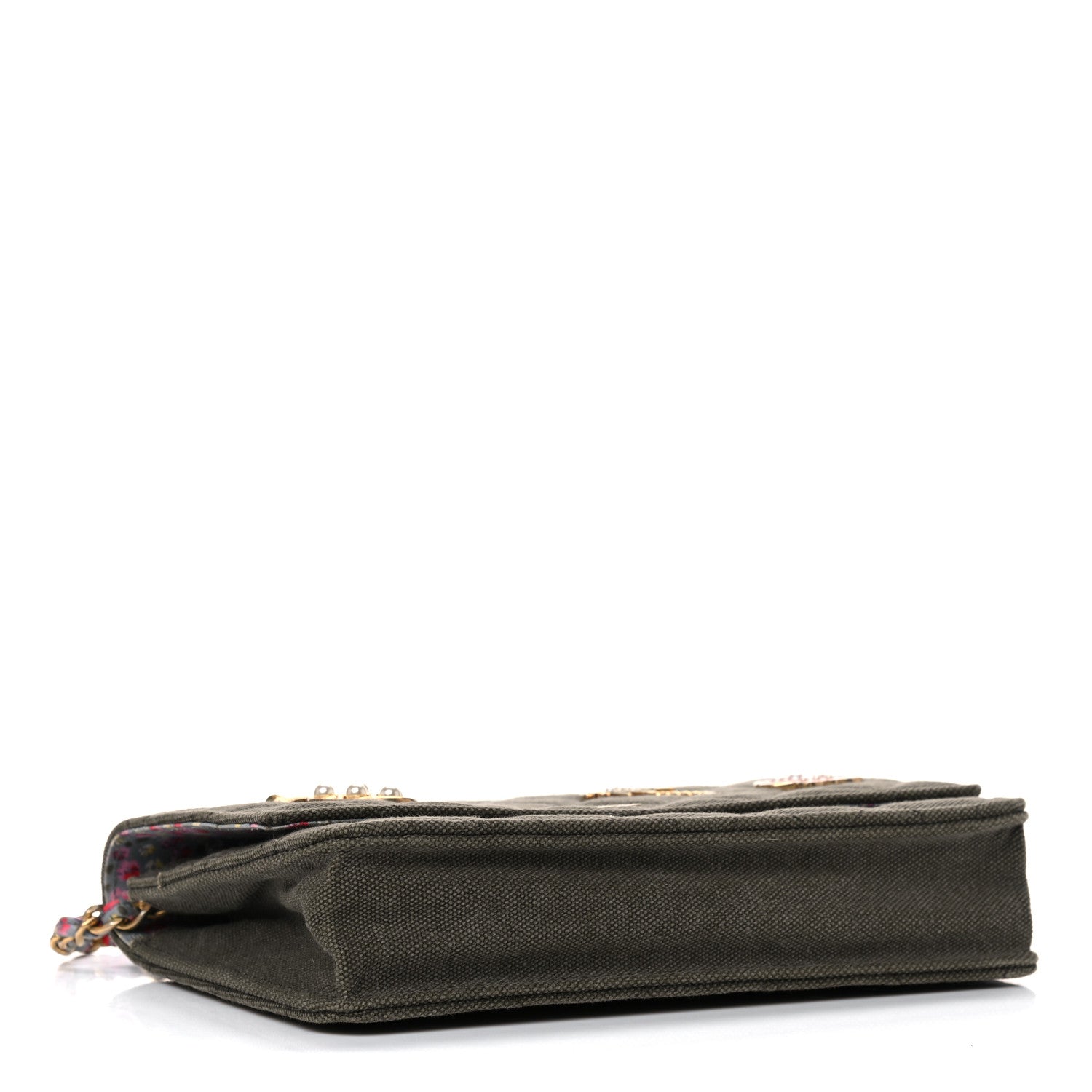 Chanel Canvas Quilted Coco Cuba Charms Wallet On Chain WOC Khaki 4 of 13