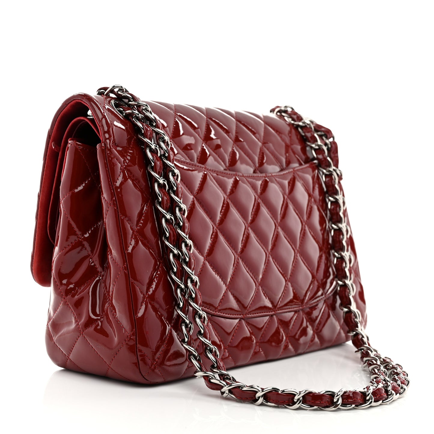 Patent Quilted Jumbo Double Flap Red