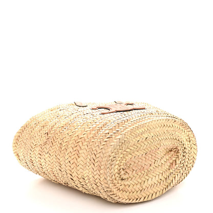 Celine Raffia Calfskin Triomphe Medium Panier Tan 4 of 10