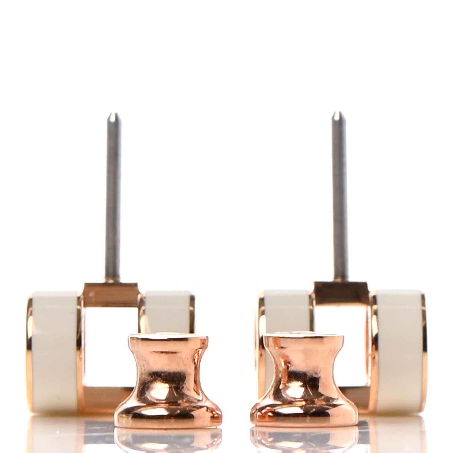 Hermes Rose Gold Lacquered Pop H Earrings Ecru 3 of 6