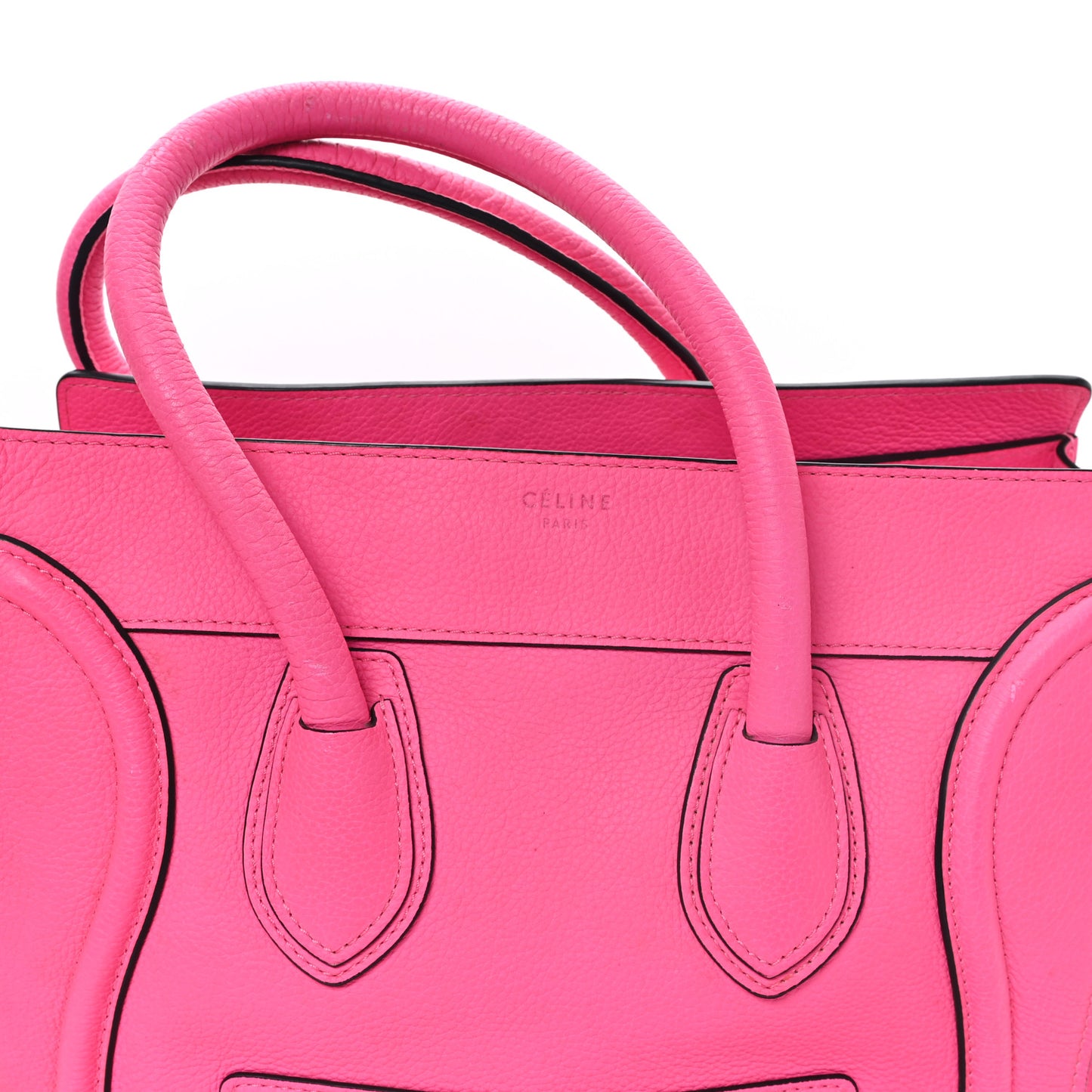 Drummed Calfskin Mini Luggage Fluo Pink