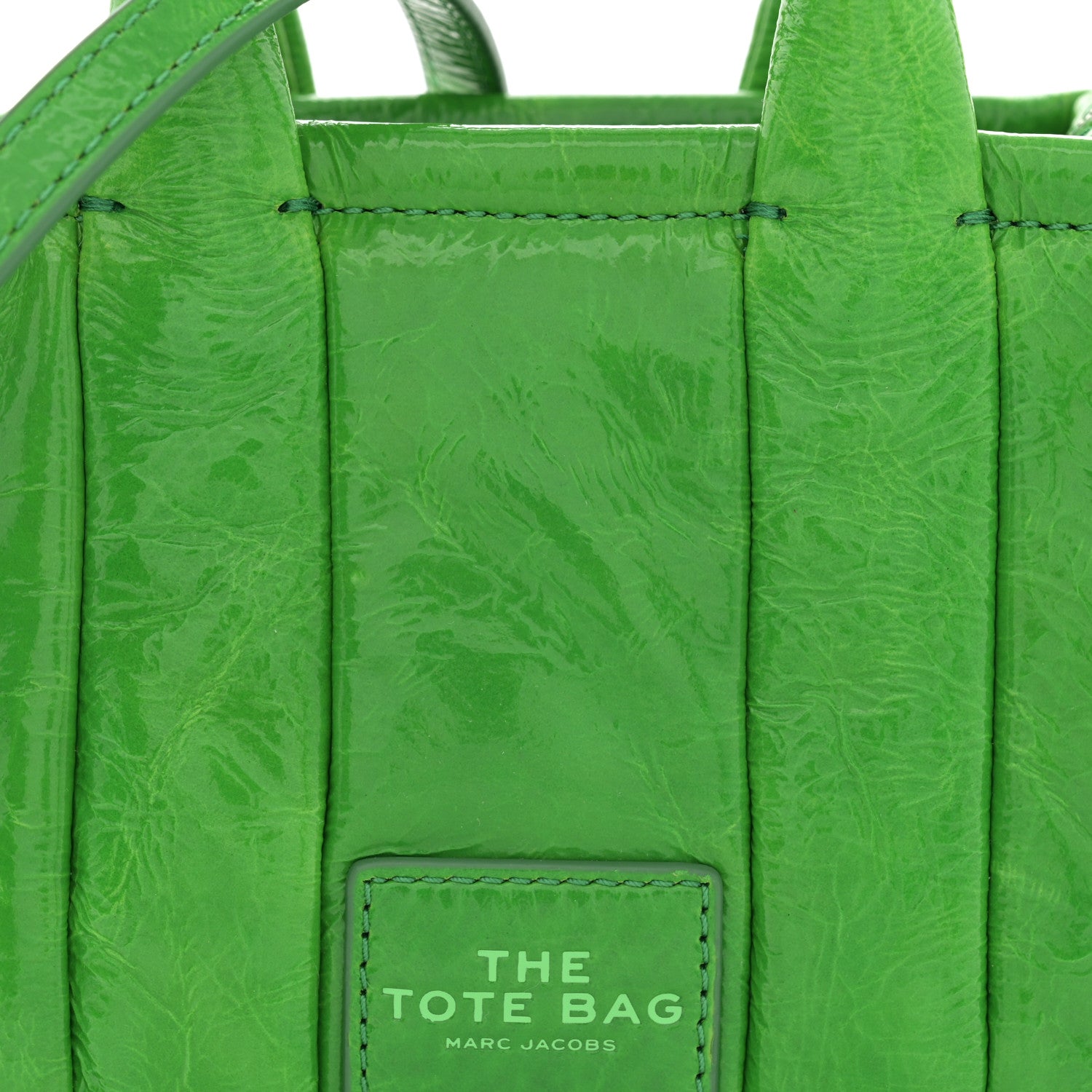 Marc Jacobs Shiny Crinkled Calfskin Mini The Tote Bag Fern Green 8 of 11