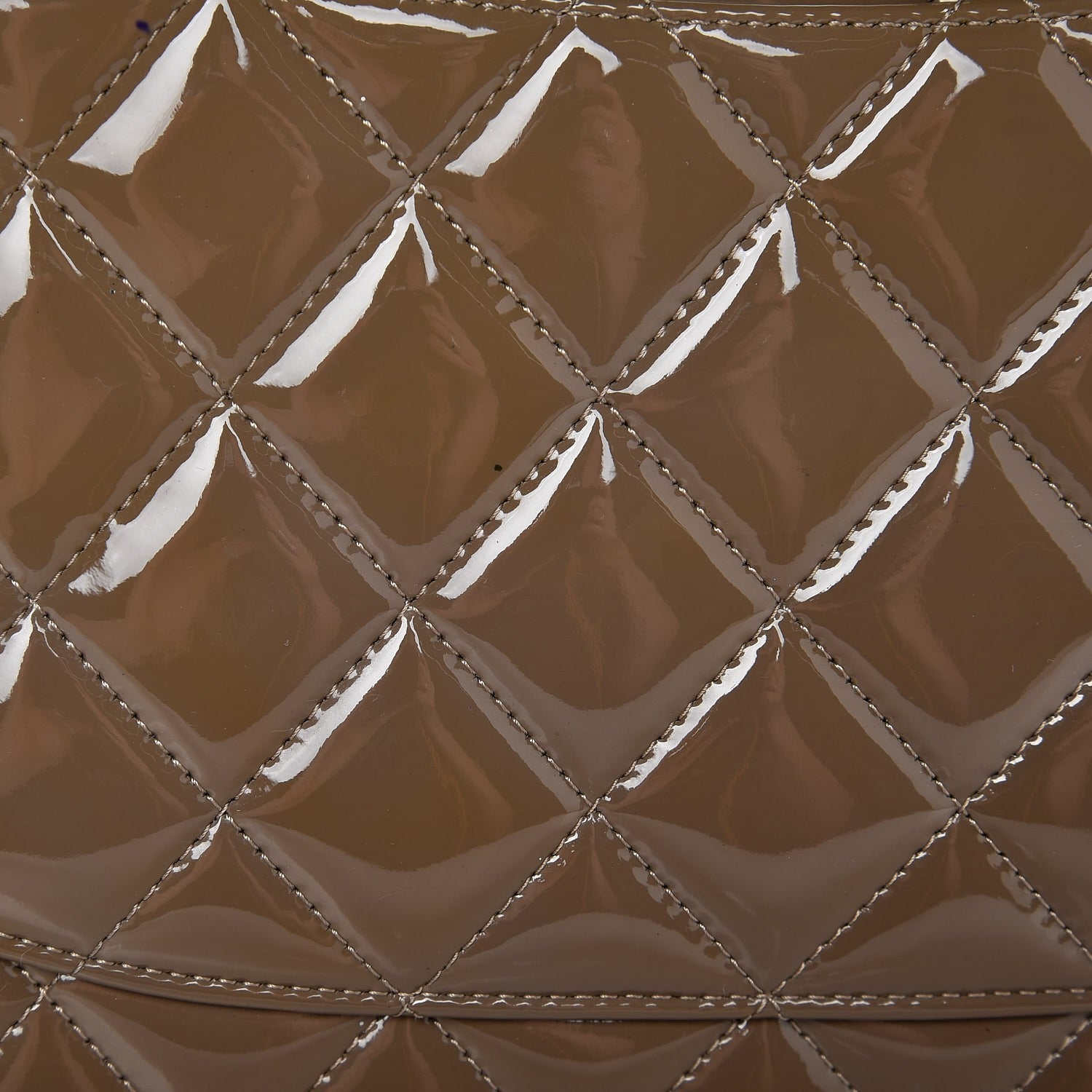 Chanel Patent Quilted Jumbo Double Flap Dark Beige 10 of 14