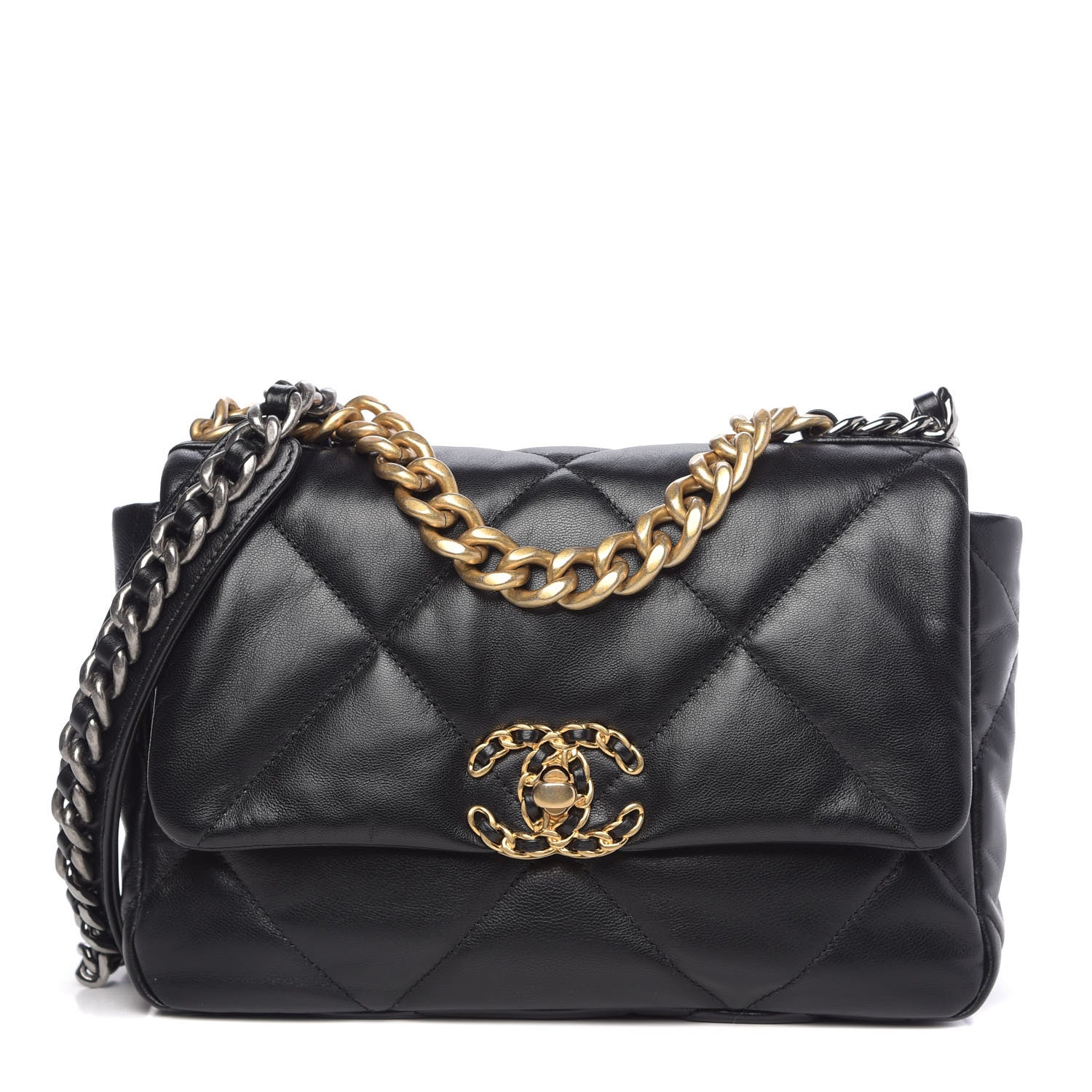 Chanel Goatskin Quilted Medium 19 Flap Black 1 of 11