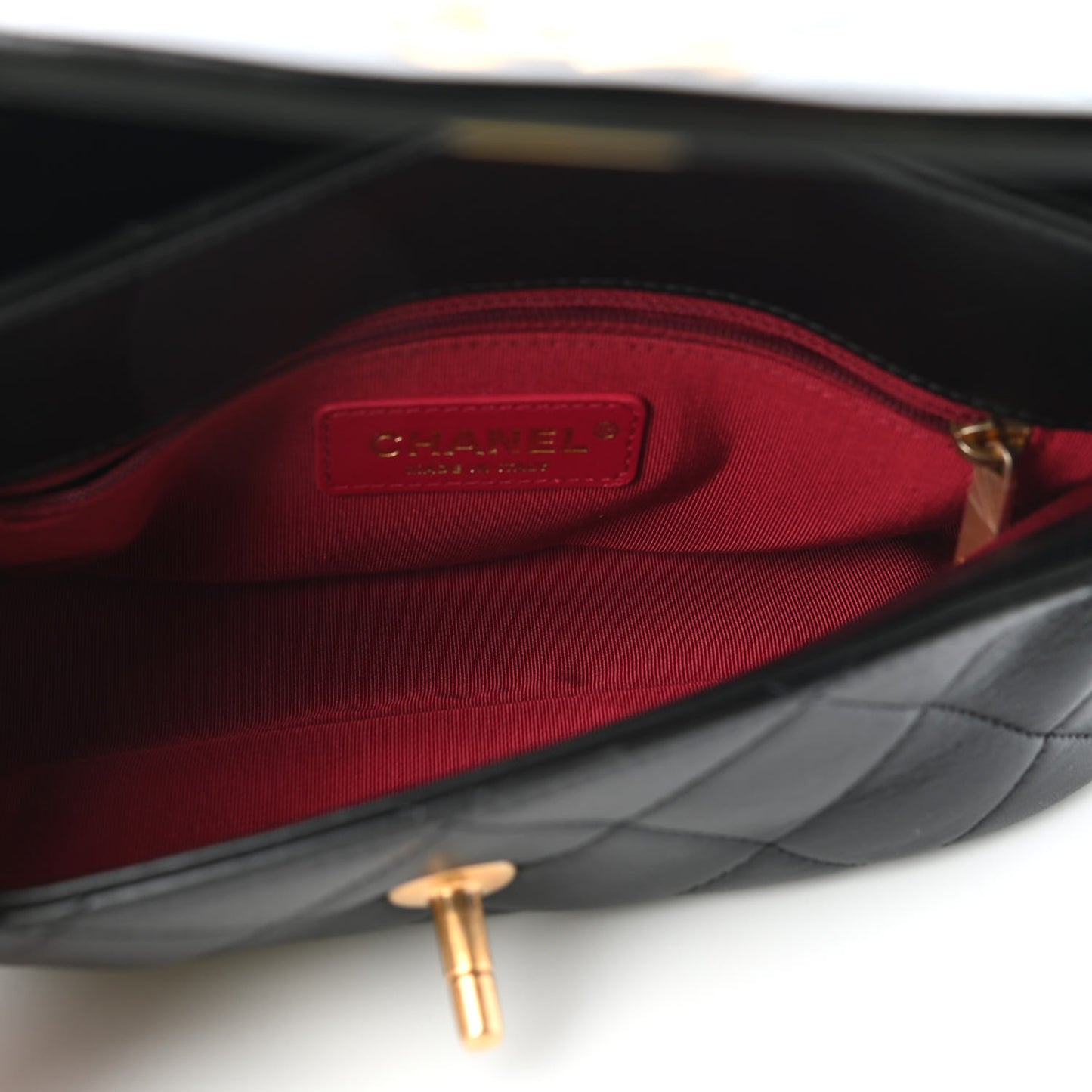 Lambskin Quilted Small La Parisienne Top Handle Flap Black