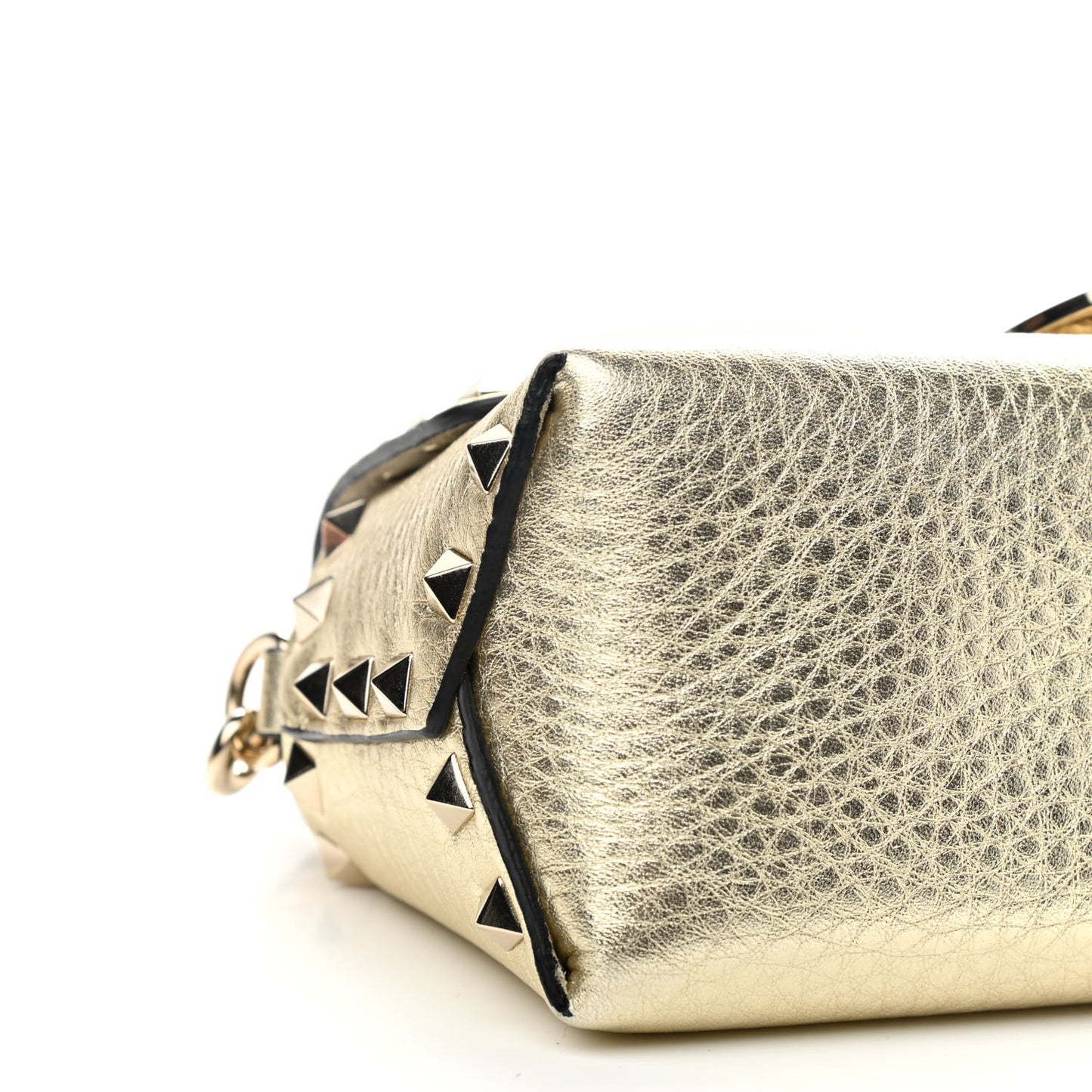 Metallic Pebbled Calfskin Mini Rockstud Crossbody Bag Gold