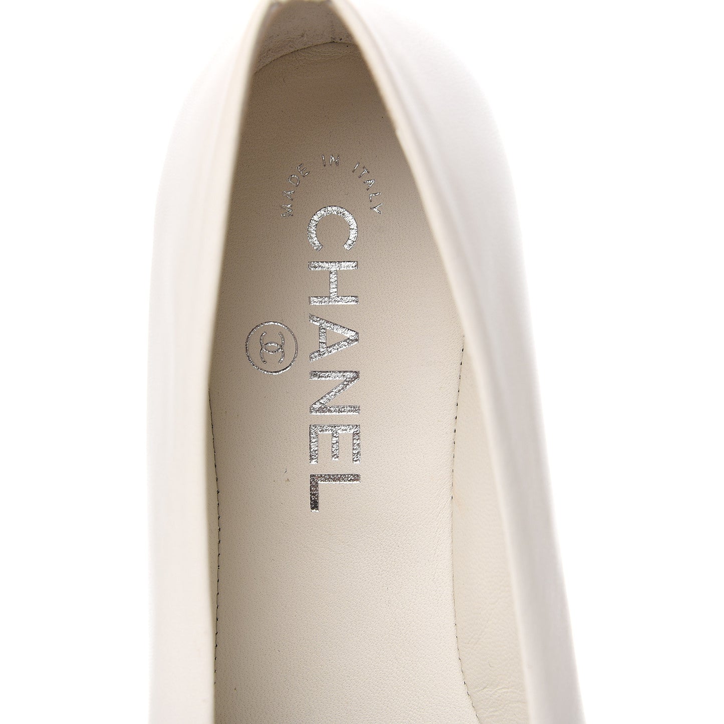 Glazed Lambskin Cap Toe Pointed Toe 40 White Black
