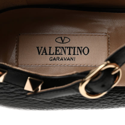 Valentino Garavani Pebbled Calfskin Rockstud Ankle Strap Ballerina Flats 39 Black 7 of 9