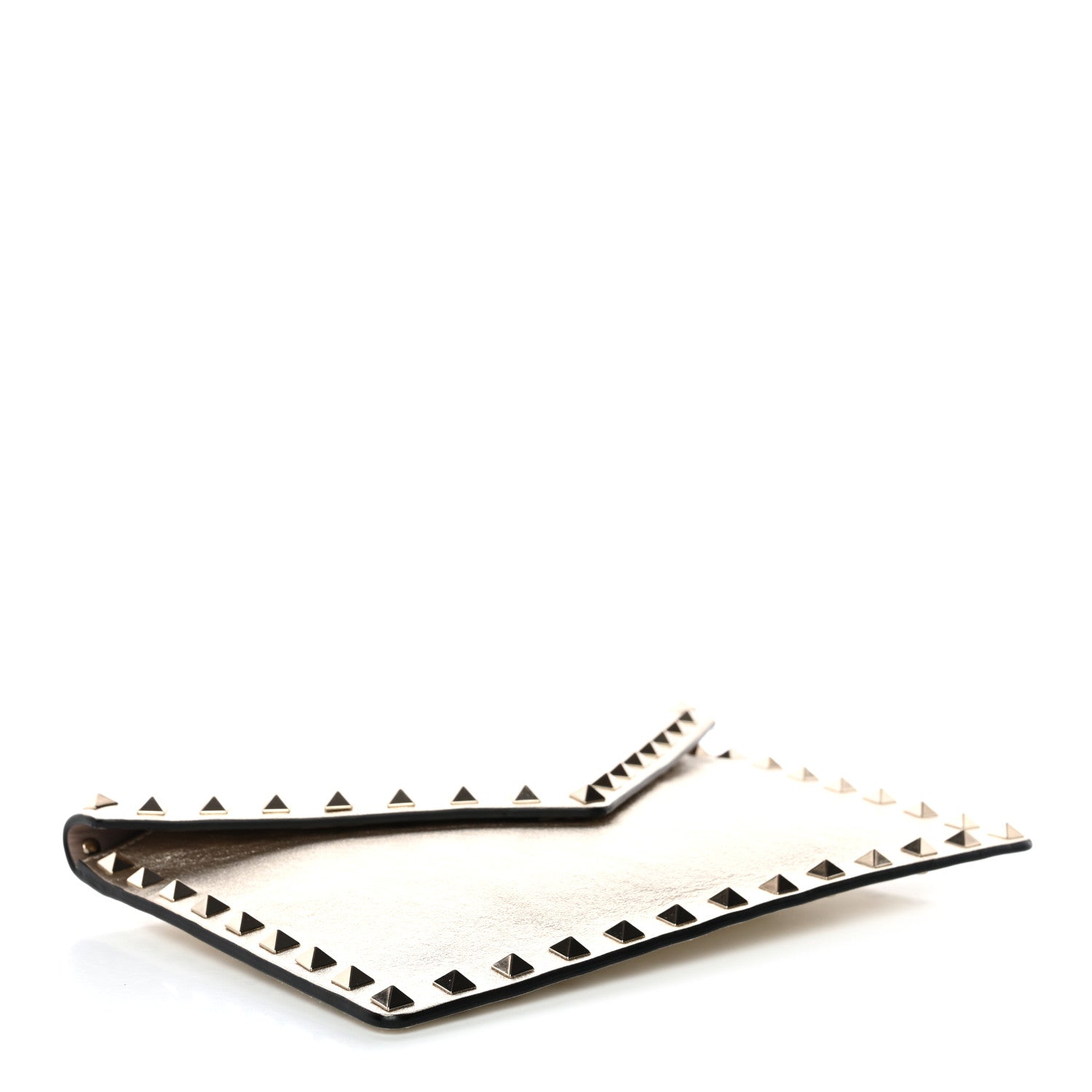 Valentino Garavani Metallic Calfskin Medium Rockstud Envelope Flat Wristlet Pouch Sahara 4 of 8