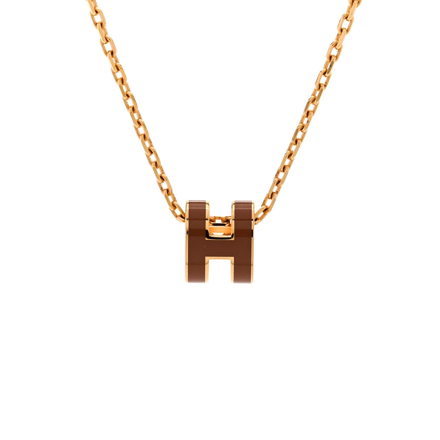 Lacquered Gold Mini Pop H Pendant Necklace New Gold